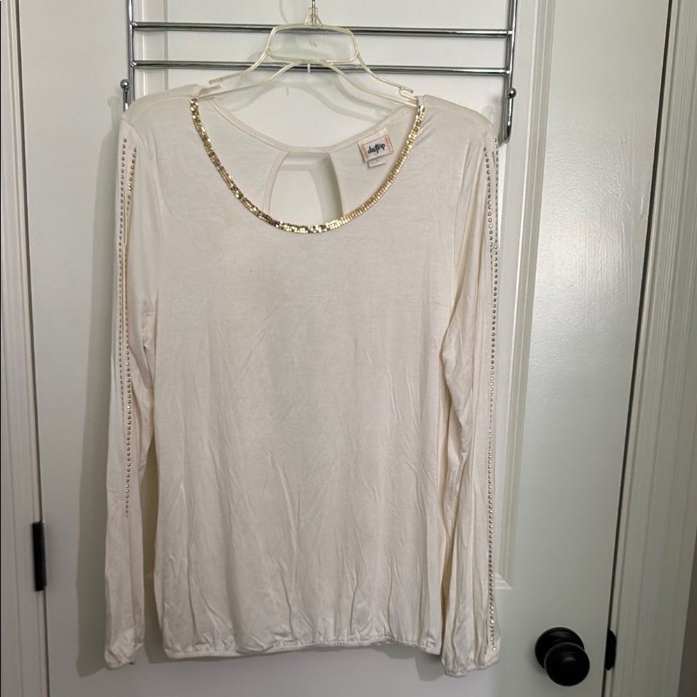 Daytrip Cream Embellished Cut Out Blouse